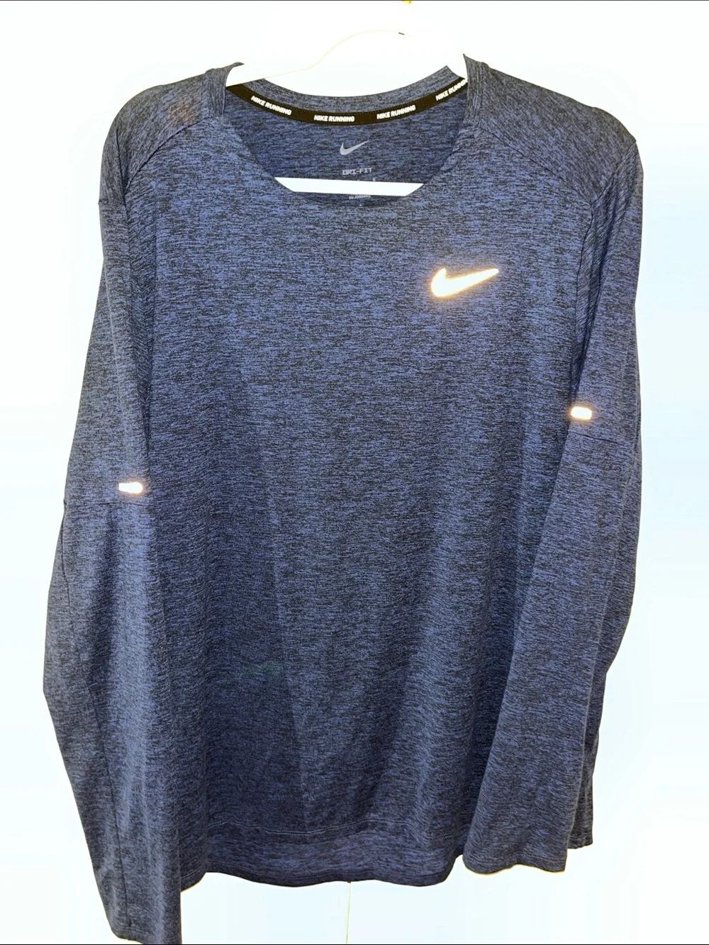 Nike Dr Fit Reflective Long sleeve Blue Tennis Work out running T shirt L